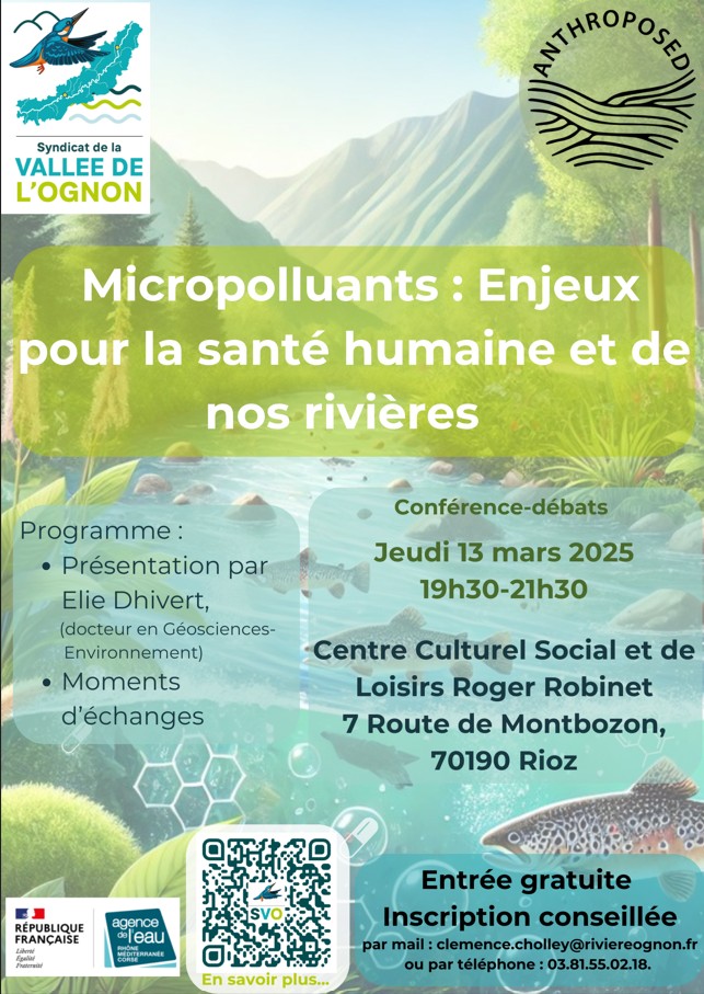 Affiche conférence micropolluants à Rioz le 13 mars 2025